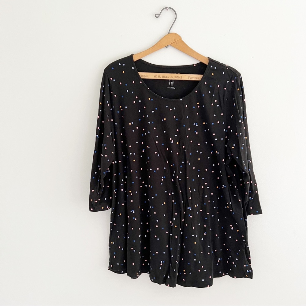 Addition Elle Black With Polka Dots Long Sleeve Top Size 1X